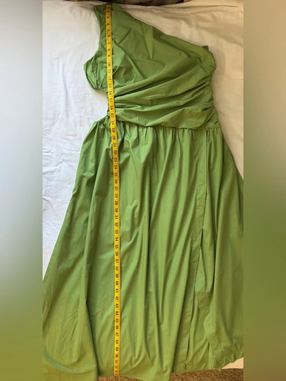 NWOT Abercrombie & Fitch Red One Shoulder Cut Out Ruched Cotton Maxi Dress L
